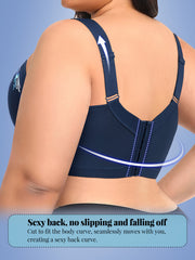 Women'S Plus Size Underwire Bras - Full-Coverage Non-Dam Removable-Free Padding, Navy Blue Floral Lace Trim, Full Cup Lift & Support, Everyday & Formal Wear, Sexy & Elegant Full-Bust Bras for Curvy Women, Comfortable Wire Bra