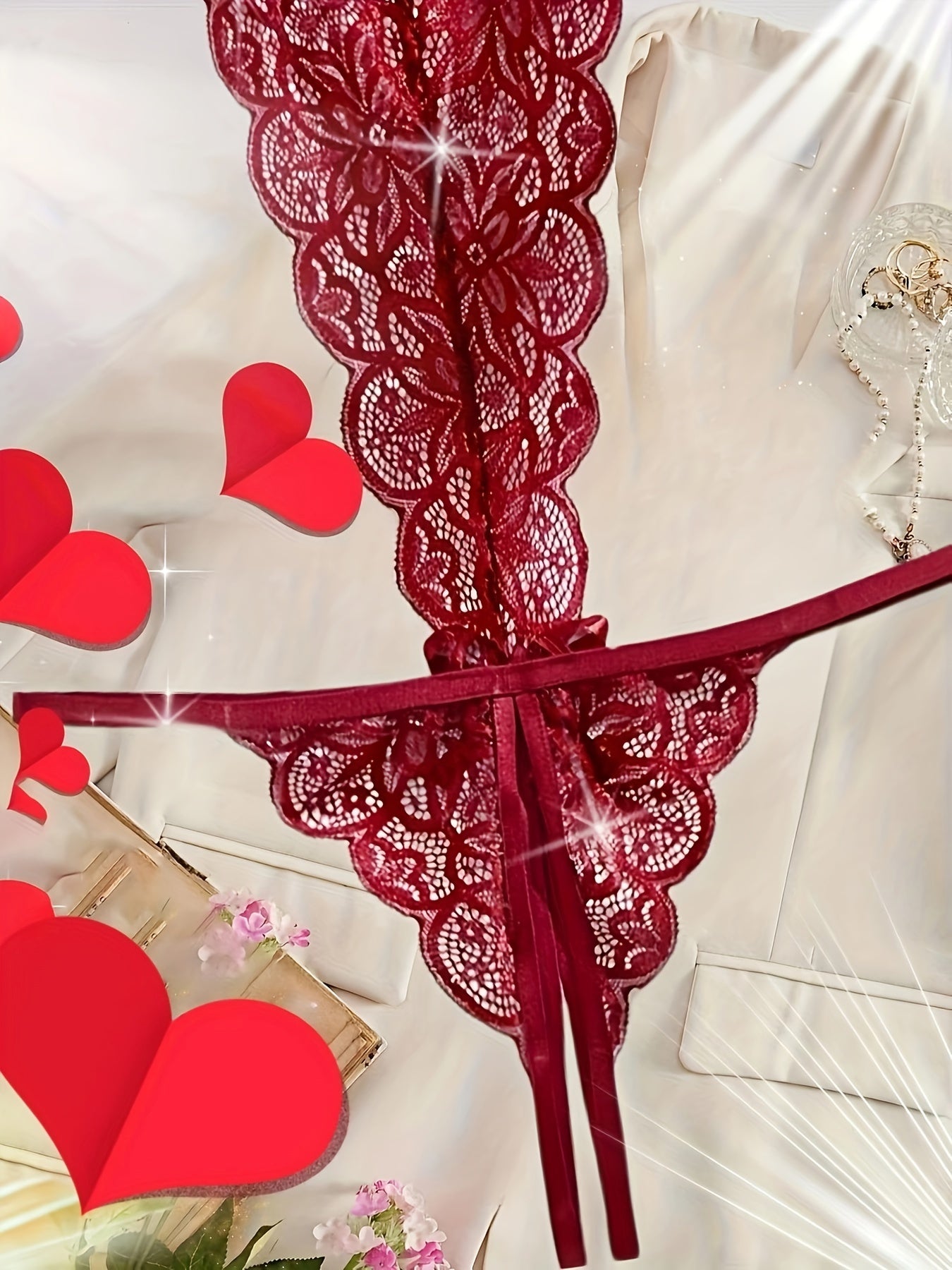 Sultry Deep V Backless Floral Lace Bodysuit - Semi-Sheer, Mid-Elastic, Hand Washable, Polyester Teddy Lingerie for Women - Sexy Open Crotch Design, Contrast Lace, Knit Fabric, Solid Color