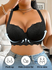 Women's Plus Size Non-Slip Underwire Bra - Lift & Support with Side Breast Support, Beige Lace Cups, Everyday & Formal Lingerie - Elegant Plus Size Bras for Women, Comfortable Fit, Seamless Design, Durable Construction, Fullf