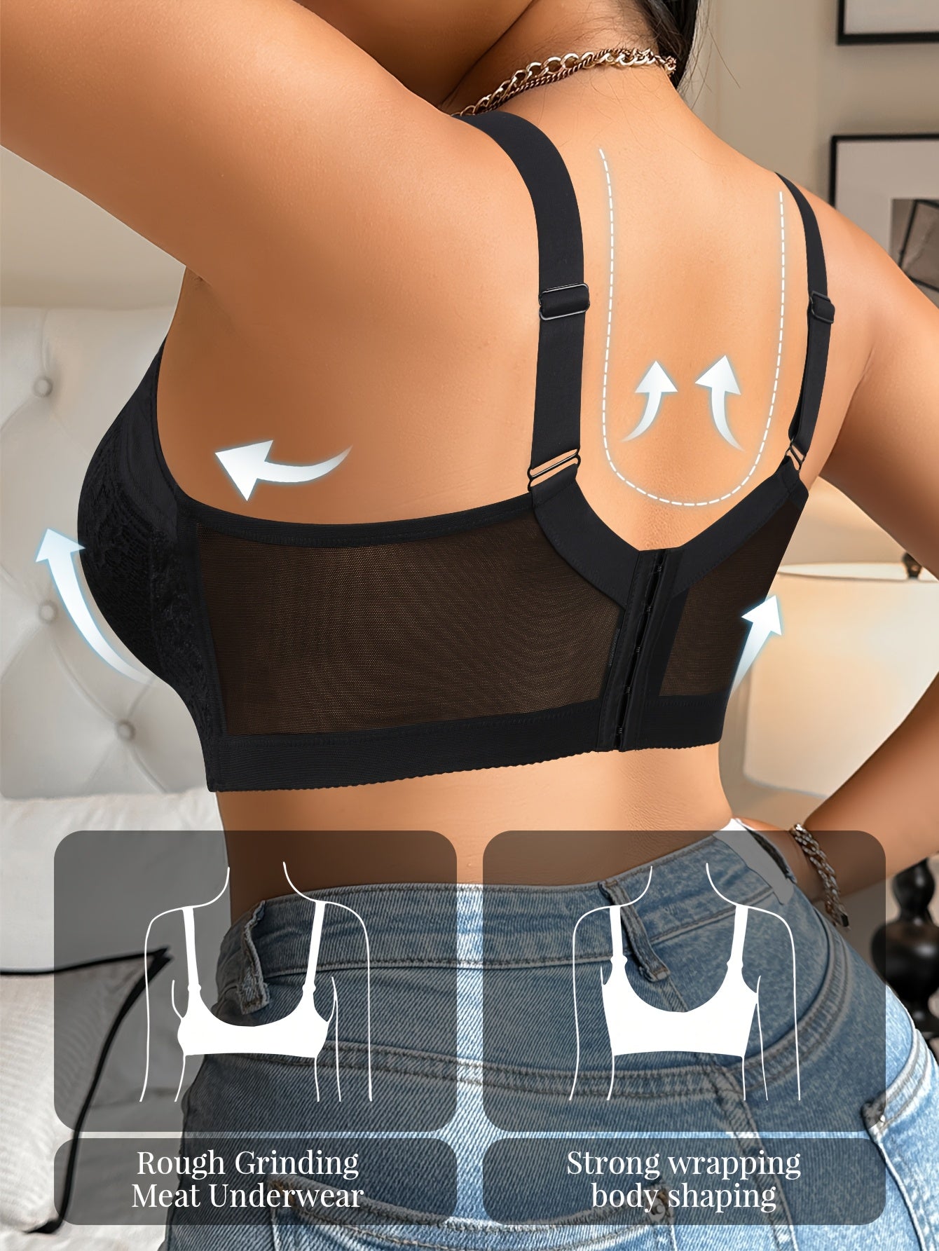 Women's Plus Size Non-Slip Underwire Bra - Lift & Support with Side Breast Support, Beige Lace Cups, Everyday & Formal Lingerie - Elegant Plus Size Bras for Women, Comfortable Fit, Seamless Design, Durable Construction, Fullf