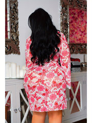 Plus size floral print robe