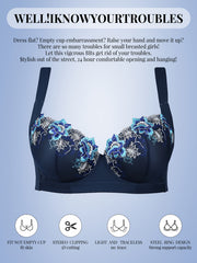 Women'S Plus Size Underwire Bras - Full-Coverage Non-Dam Removable-Free Padding, Navy Blue Floral Lace Trim, Full Cup Lift & Support, Everyday & Formal Wear, Sexy & Elegant Full-Bust Bras for Curvy Women, Comfortable Wire Bra
