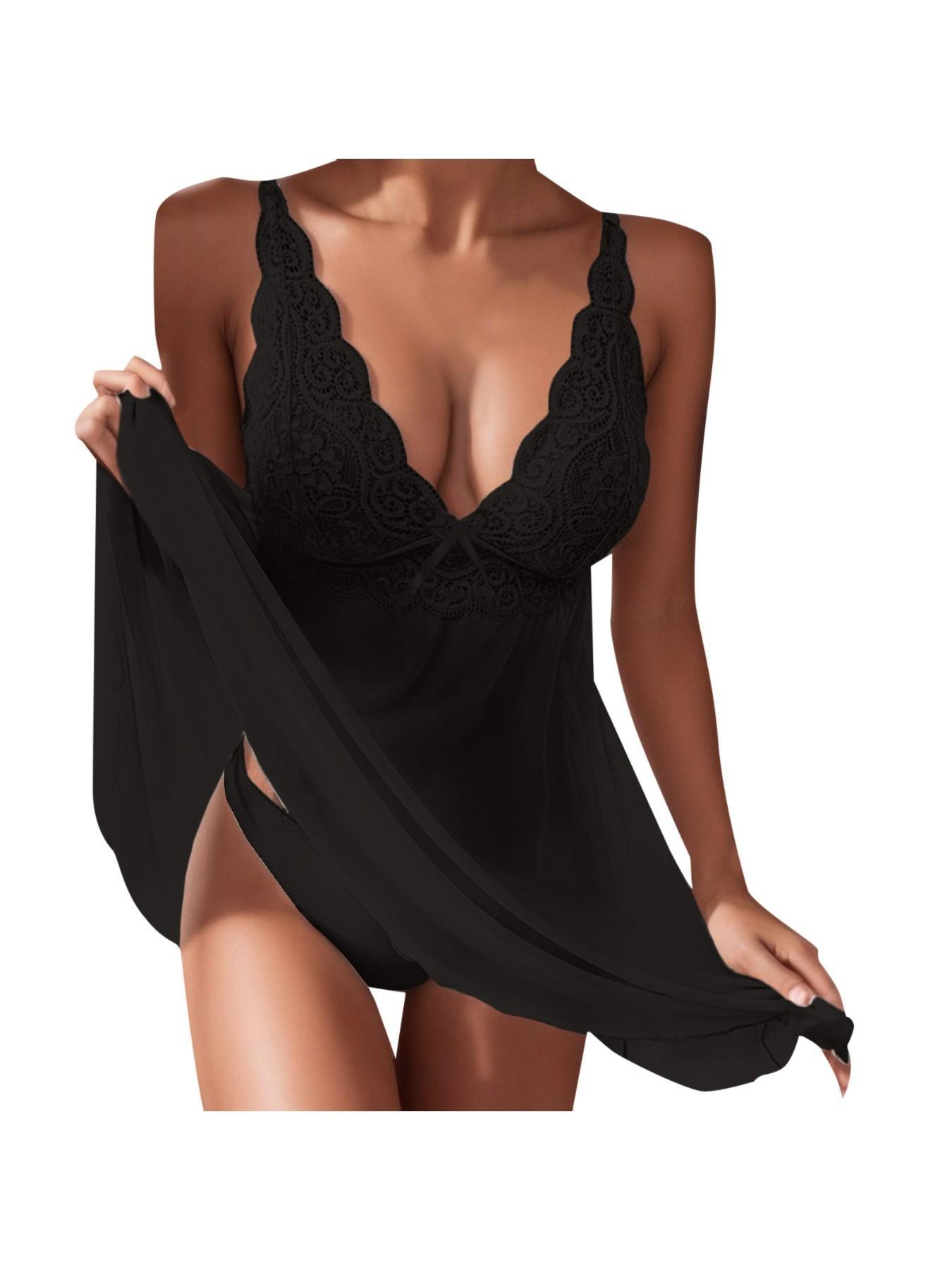 Transparent Lingerie Sexy Pajamas Underwear Suspenders Dress Women Lace