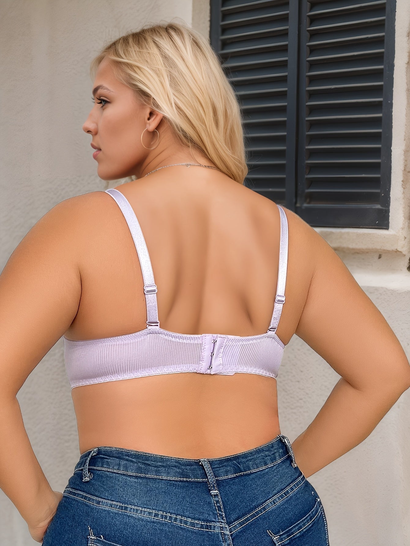Plus Size Women'S Elegant Floral Lace Push-Up Bra For Women, Adjustable Straps - Non-Removable Padded Cups, Intricate Lacework Comfortable Sexy Lingerie For Everyday & Special Occasions, Women'S Lingerie & Underwear
