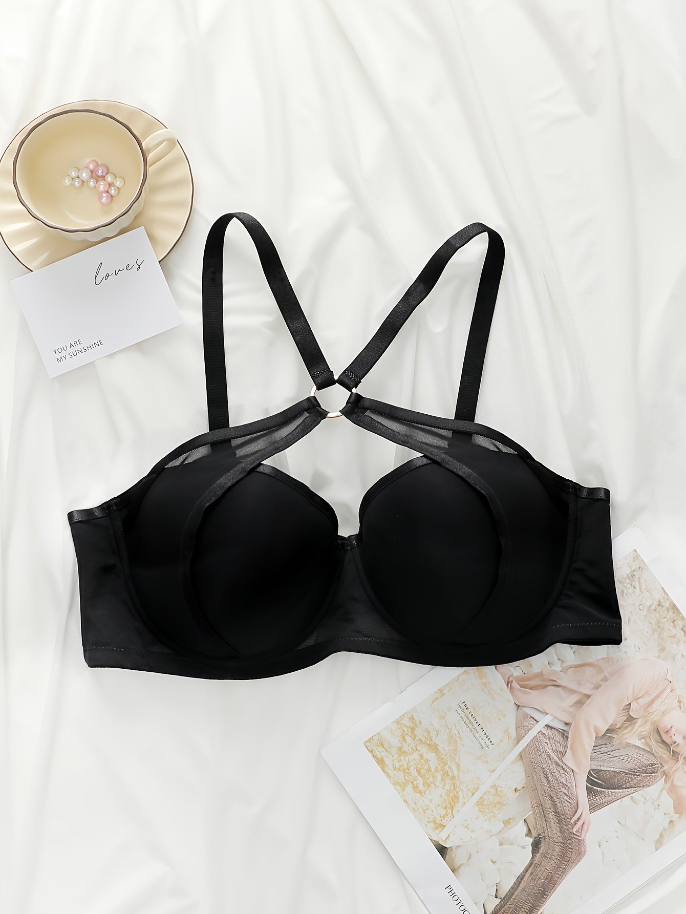 Plus Size Elegant Women'S Push-Up Bra With Underwire Support - Breathable Through Stretchy Fabric, Smooth Texture & Machine Washable, Comfortable Lingerie, Feminine Lingerie, Comfortable Fit, Adjustable Straps
