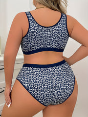 Women's Plus Sexy Lingerie Set - Plus Size Leopard Print Cut-out Heart Ring Linked Bra & Panty Lingerie 2 Piece Set - For Women - Perfect for Date Night & Special Occasions - Ideal Gift for Her