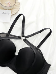 Plus Size Elegant Women'S Push-Up Bra With Underwire Support - Breathable Through Stretchy Fabric, Smooth Texture & Machine Washable, Comfortable Lingerie, Feminine Lingerie, Comfortable Fit, Adjustable Straps