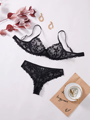 Unique Design Comfortable Floral Print Lace and Mesh Mature Women Sexy Revealing Lingerie