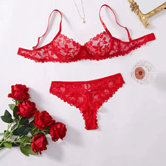 Unique Design Comfortable Floral Print Lace and Mesh Mature Women Sexy Revealing Lingerie