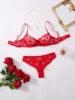Unique Design Comfortable Floral Print Lace and Mesh Mature Women Sexy Revealing Lingerie