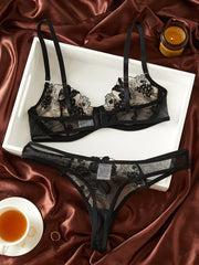 Unique Design Elegant Sexy Comfortable Thin Straps Lace and Mesh Mature Women Sexy Revealing Lingerie
