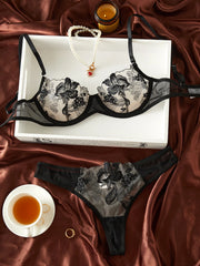 Unique Design Elegant Sexy Comfortable Thin Straps Lace and Mesh Mature Women Sexy Revealing Lingerie