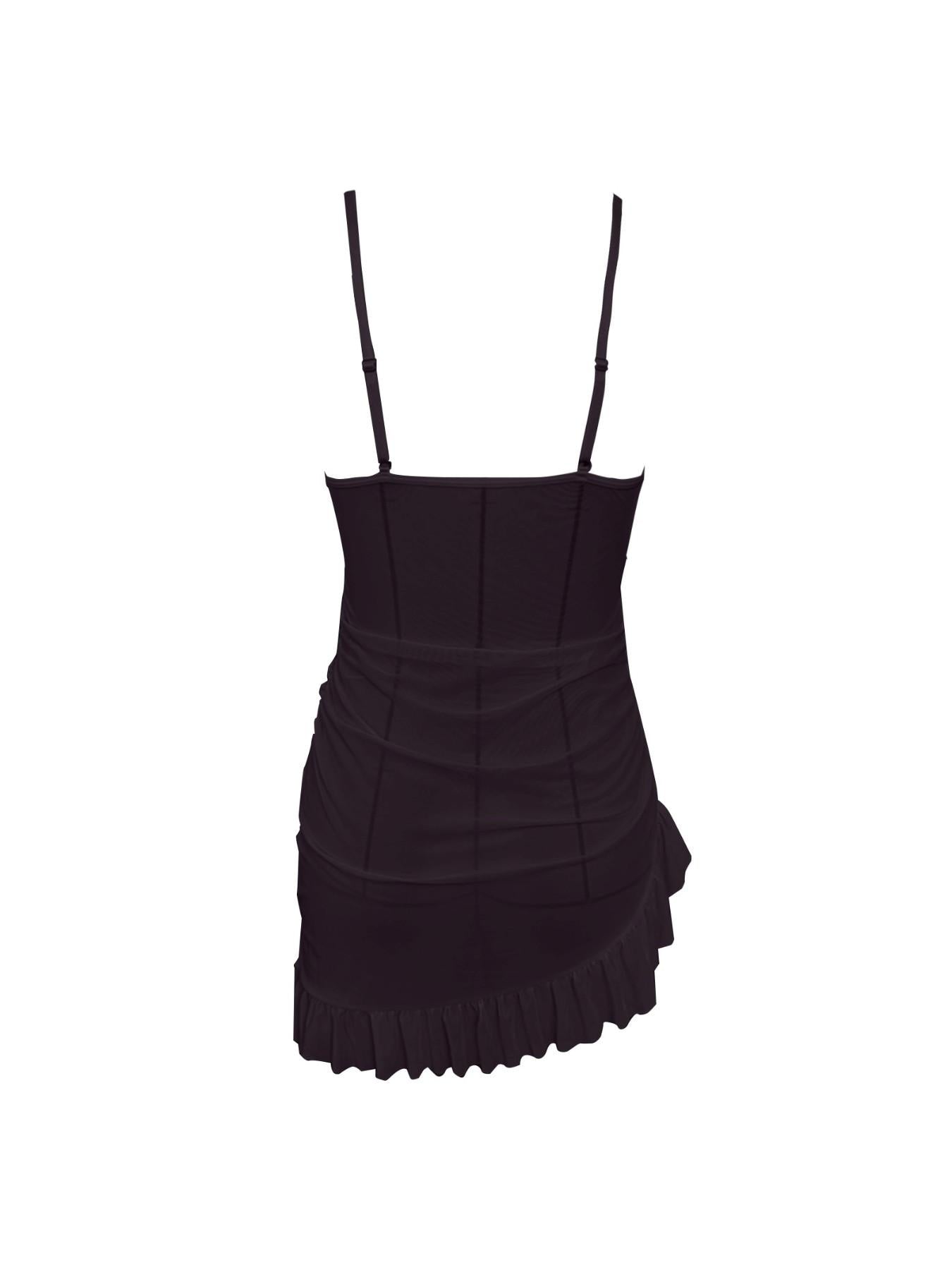 Women's Elegant Lace Choker Lingerie Chemise with Push-Up Underwire Bra, Ruffle Hem & Semi-Sheer Design - Adjustable Back Strap & Machine Washable One-Piece Nightgown for Adults, Sophisticated Sleepwear Special Occasions
