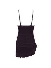 Women's Elegant Lace Choker Lingerie Chemise with Push-Up Underwire Bra, Ruffle Hem & Semi-Sheer Design - Adjustable Back Strap & Machine Washable One-Piece Nightgown for Adults, Sophisticated Sleepwear Special Occasions