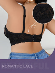 Women's Underwear Strapless Invisible Front Bret Wedding Beach Removable Chest Pad Jacquard Pattern Mould Cup Bra Lace, Plus Size Lace Bra, Front Fastening Bras with Underwire, Plus Size Underwire Lightly Padded Bra, Bras for