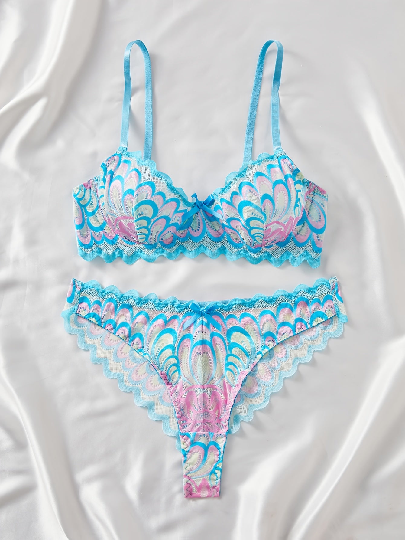 Sexy Lingerie Set For Women With Heart Lace Embroidered New Bra